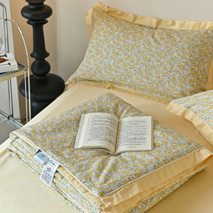 91家纺网 家纺一手货源 找家纺 金喜 2025新款天丝棉大豆印花夏凉被夏被四件套 黛西