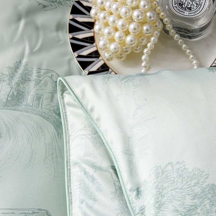 91家纺网 家纺一手货源 找家纺 鑫田家纺 2025新款天丝蚕丝被100%柞蚕丝夏被莱赛尔天丝数码印花 玛瑙绿