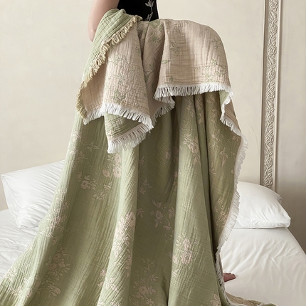 91家纺网 家纺一手货源 找家纺 （总）麻依 2025新款全棉精细纱民宿纱布毯子四层