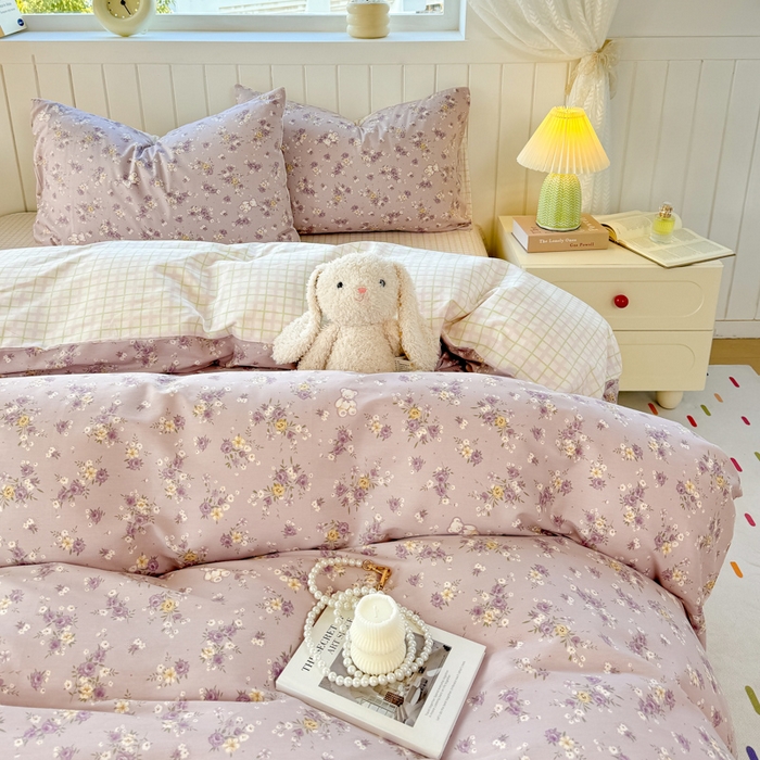 91家纺网 家纺一手货源 找家纺 黑马家居 2025新款全棉喷气13070印花四件套 花园小熊