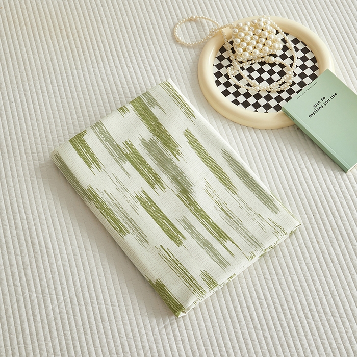 91家纺网 家纺一手货源 找家纺 怡家居 2025新款全棉老粗布床单床笠三件套 时空-绿