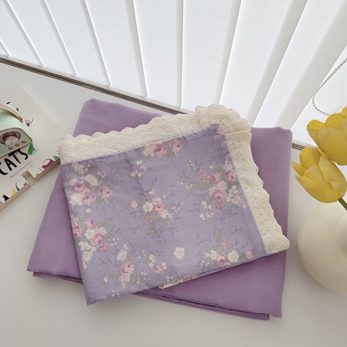 91家纺网 家纺一手货源 找家纺 于果2025新款双层纱花边款夏被 豆蔻紫