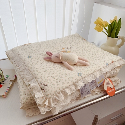 于果2025新款双层纱花边款夏被 萌萌狮