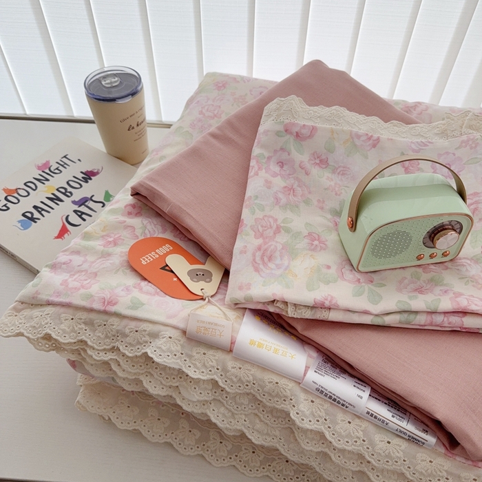 91家纺网 家纺一手货源 找家纺 于果2025新款双层纱花边款夏被 欧若拉