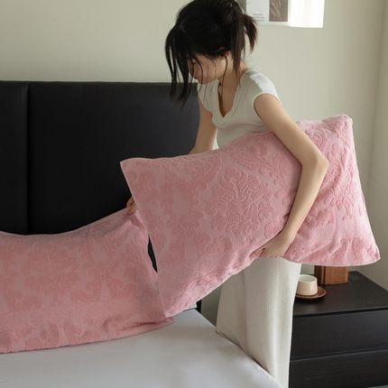 乐家毛巾被（工厂自产自销） 2025新款纯棉浮雕老式枕巾 豆沙色