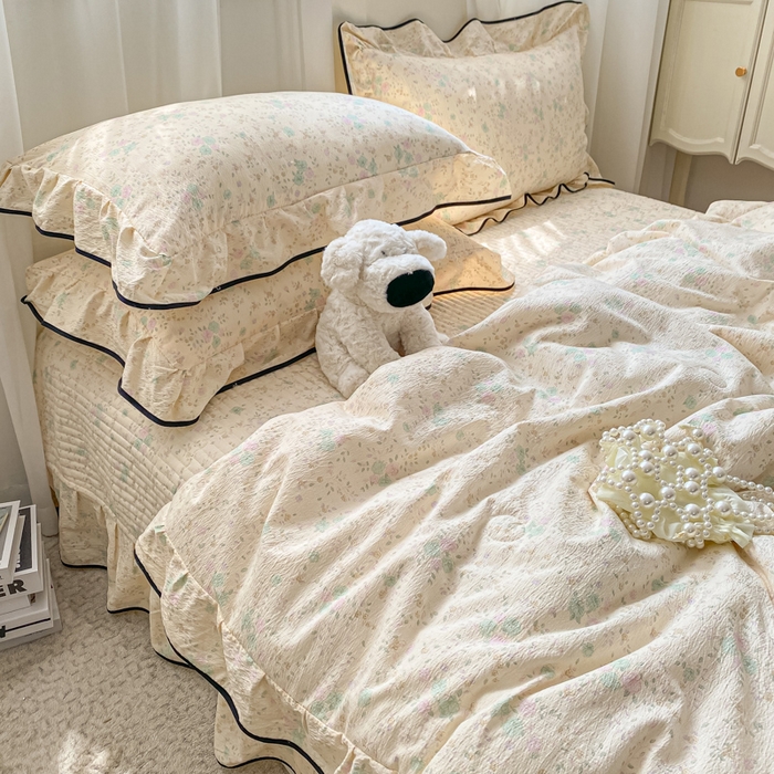 91家纺网 家纺一手货源 找家纺 2025新款云感双层纱夏被四件套-床盖款 薄荷微凉