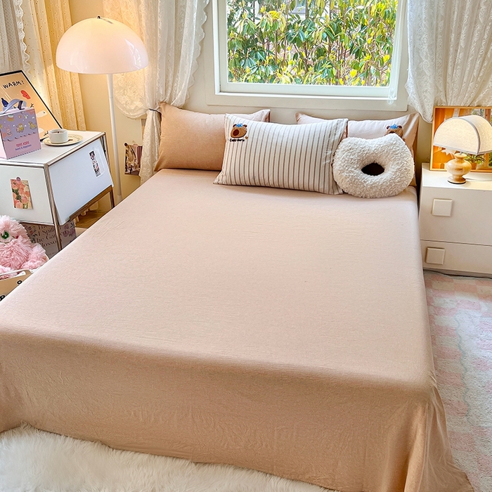 91家纺网 家纺一手货源 找家纺 徕米家居  2025新款色织全棉水洗棉毛巾绣四件套 条纹卡皮巴拉