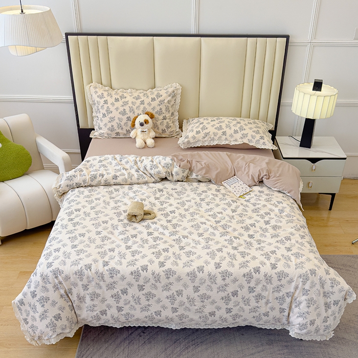 91家纺网 家纺一手货源 找家纺 竹合家纺 2025新款云感皱皱四件套-镂空花边款法式 花边款-南山南