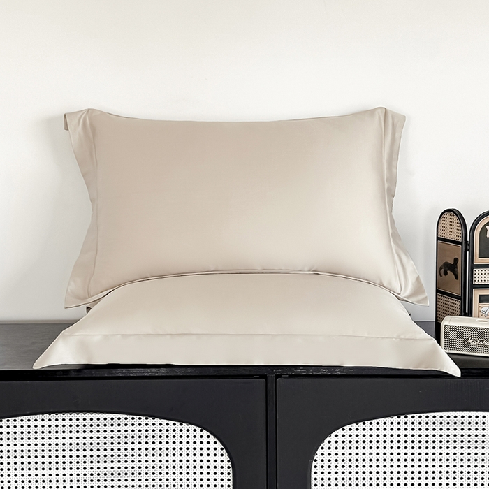 91家纺网 家纺一手货源 找家纺 金喜 2025新款LF级60支莱赛尔天丝枕套宽边枕套 原色