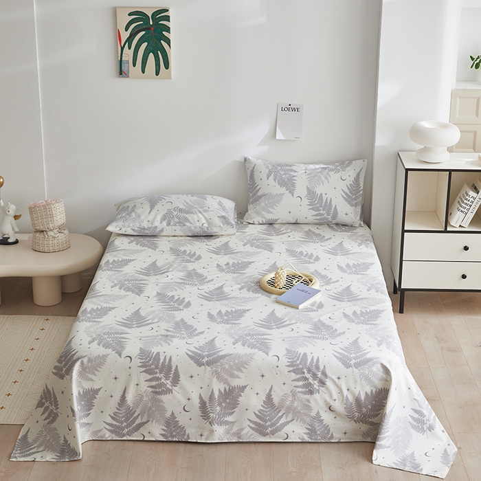 91家纺网 家纺一手货源 找家纺 怡家居 2025新款全棉老粗布床单床笠三件套 晴岚-灰