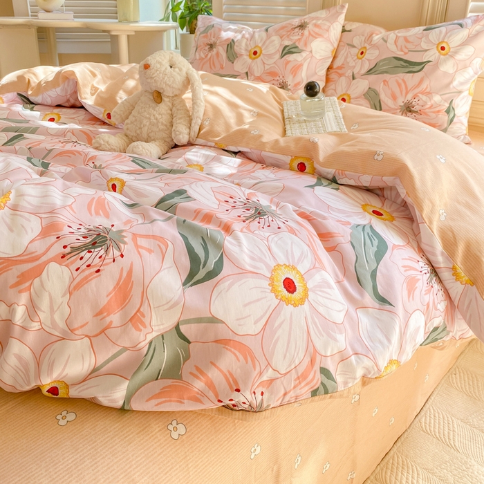 91家纺网 家纺一手货源 找家纺 黑马家居 2025新款全棉喷气13070印花四件套 嫣然花开