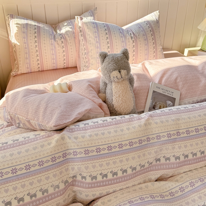 91家纺网 家纺一手货源 找家纺 黑马家居 2025新款全棉喷气13070印花四件套 波西米亚