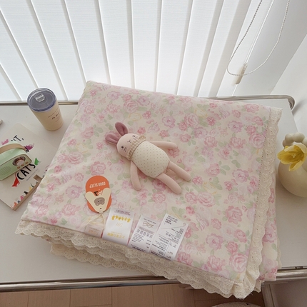 于果2025新款双层纱花边款夏被 欧若拉