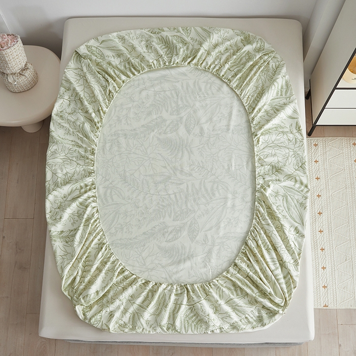 91家纺网 家纺一手货源 找家纺 怡家居 2025新款全棉老粗布床单床笠三件套 云锦-绿