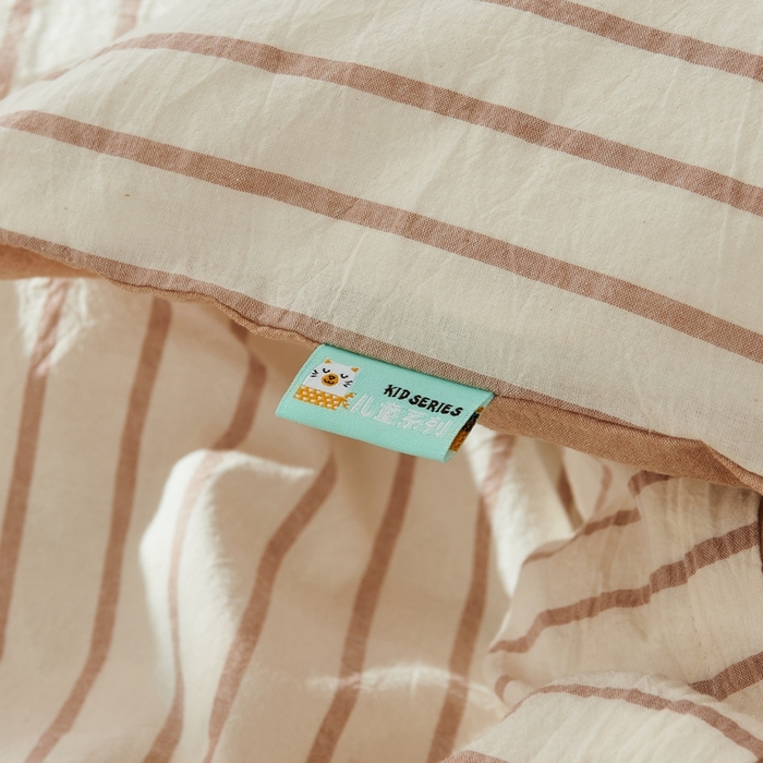 91家纺网 家纺一手货源 找家纺 徕米家居  2025新款色织全棉水洗棉毛巾绣四件套 条纹卡皮巴拉