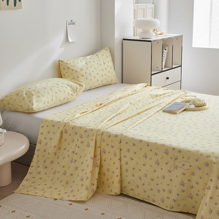 91家纺网 家纺一手货源 找家纺 怡家居 2025新款全棉老粗布床单床笠三件套 流云