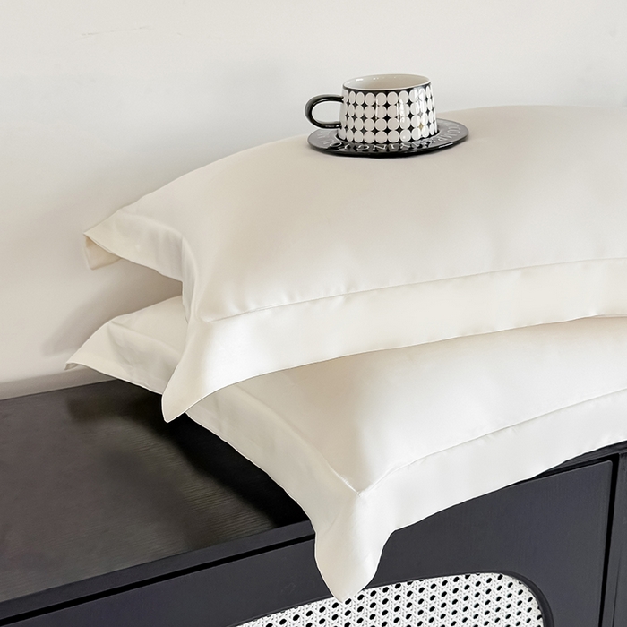 91家纺网 家纺一手货源 找家纺 金喜 2025新款LF级60支莱赛尔天丝枕套宽边枕套 奶昔