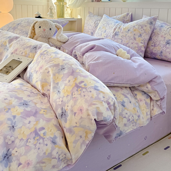 91家纺网 家纺一手货源 找家纺 黑马家居 2025新款全棉喷气13070印花四件套 清晨