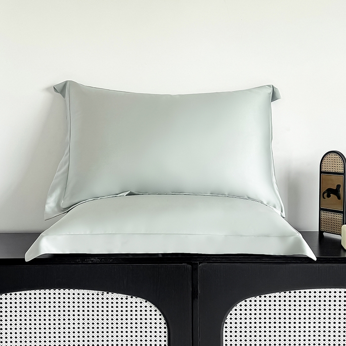 91家纺网 家纺一手货源 找家纺 金喜 2025新款LF级60支莱赛尔天丝枕套宽边枕套 竹青