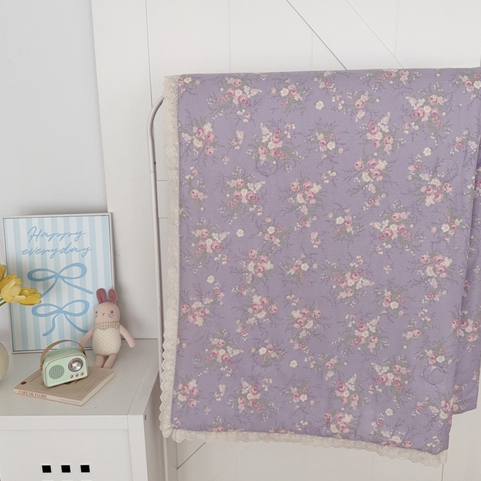 91家纺网 家纺一手货源 找家纺 于果2025新款双层纱花边款夏被 豆蔻紫