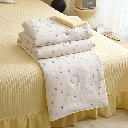 人人爱家纺 2025新款皱皱纱床盖夏被四件套 星空物语