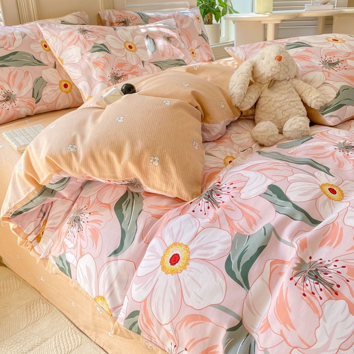 91家纺网 家纺一手货源 找家纺 黑马家居 2025新款全棉喷气13070印花单被套 嫣然花开