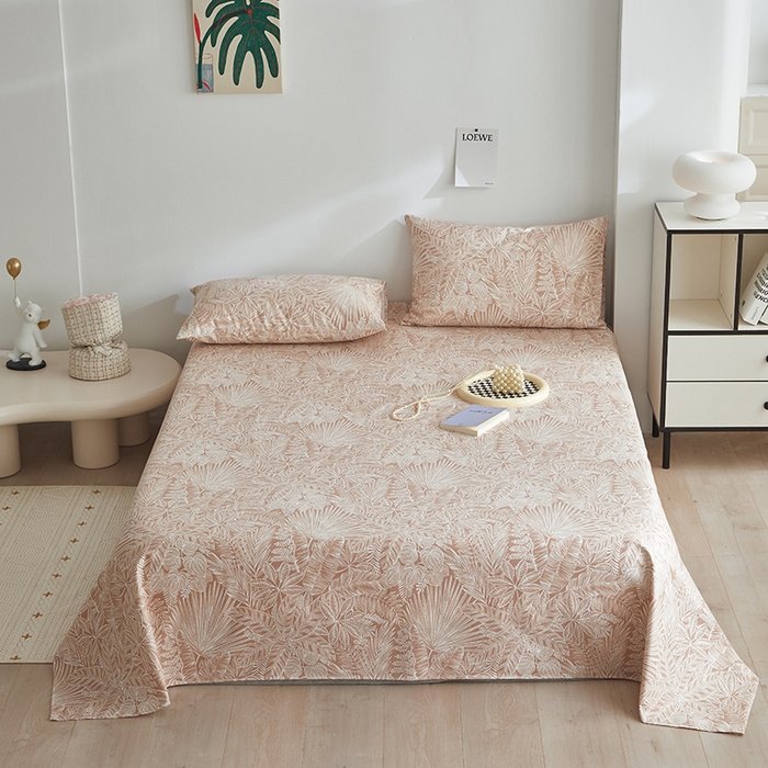 91家纺网 家纺一手货源 找家纺 怡家居 2025新款全棉老粗布床单床笠三件套 染心-咖