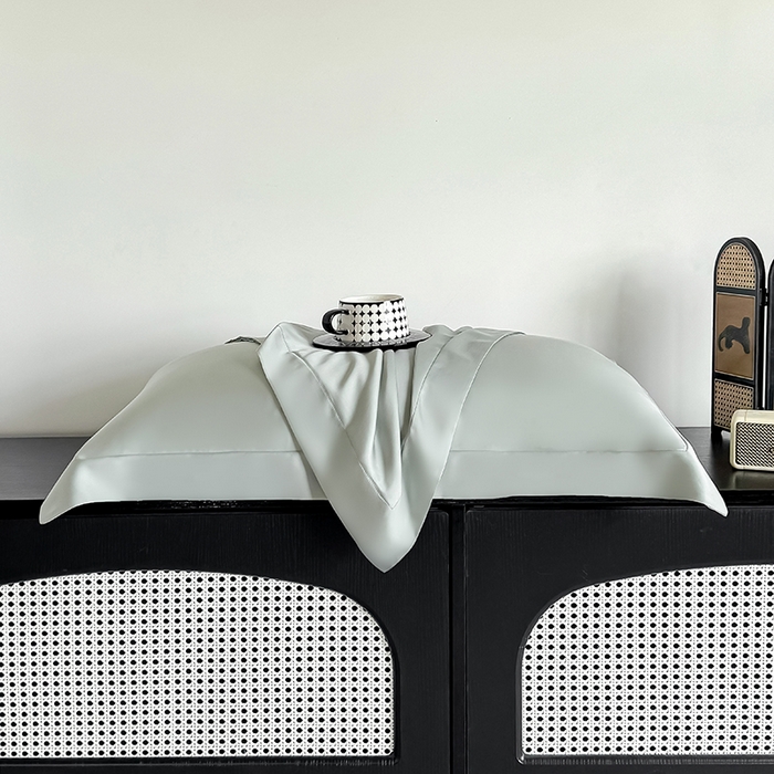 91家纺网 家纺一手货源 找家纺 金喜 2025新款LF级60支莱赛尔天丝枕套宽边枕套 竹青