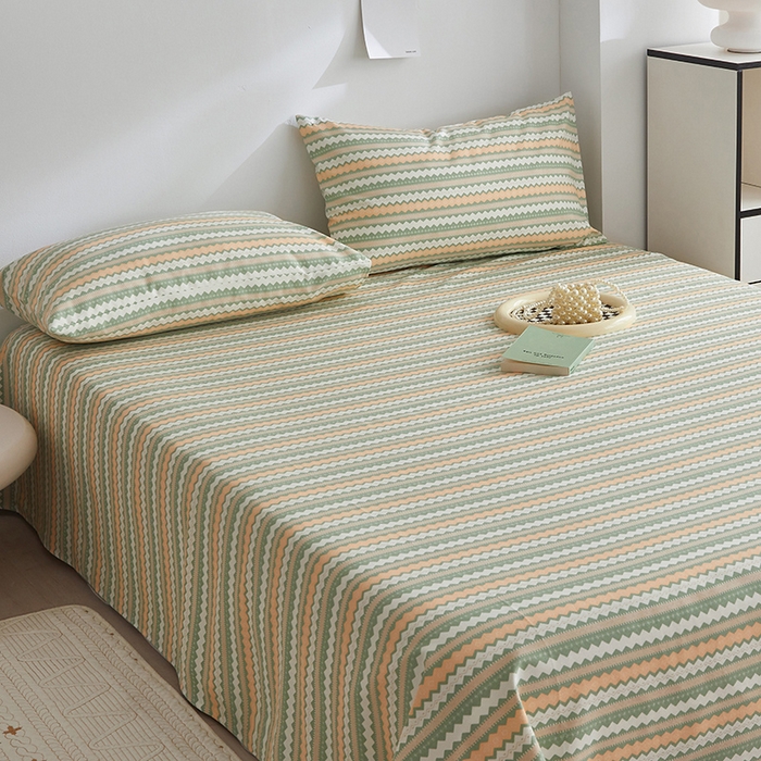 91家纺网 家纺一手货源 找家纺 怡家居 2025新款全棉老粗布床单床笠三件套 微风