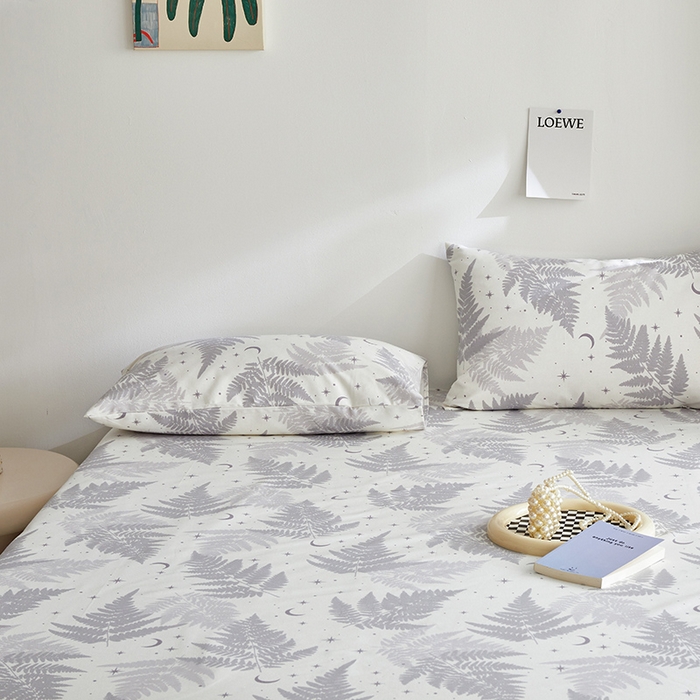 91家纺网 家纺一手货源 找家纺 怡家居 2025新款全棉老粗布床单床笠三件套 晴岚-灰