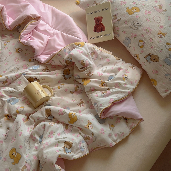 91家纺网 家纺一手货源 找家纺 初念 2025新款云朵棉系列夏被（提供买家秀） 灰蒙小狗