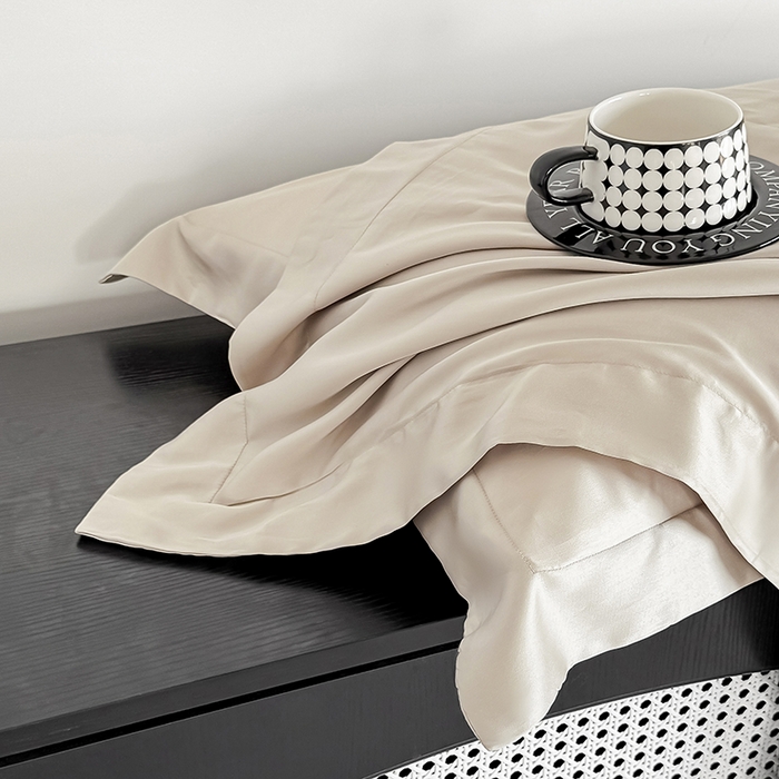 91家纺网 家纺一手货源 找家纺 金喜 2025新款LF级60支莱赛尔天丝枕套宽边枕套 原色