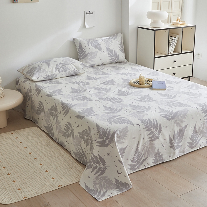 91家纺网 家纺一手货源 找家纺 怡家居 2025新款全棉老粗布床单床笠三件套 晴岚-灰