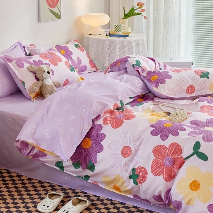 91家纺网 家纺一手货源 找家纺 卡斯诺 2023新款芦荟棉四件套花型2