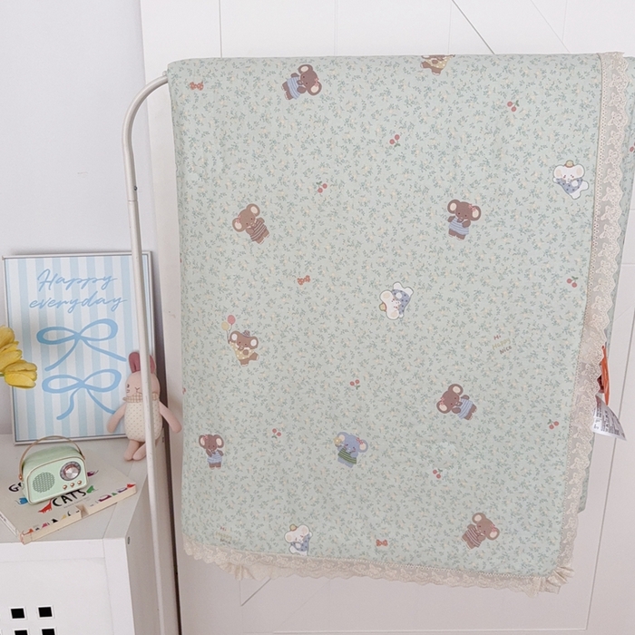 91家纺网 家纺一手货源 找家纺 于果2025新款双层纱花边款夏被 少女象