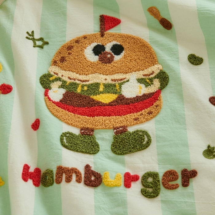 91家纺网 家纺一手货源 找家纺 2025新款色织全棉纯棉绣花单夏被夏凉被空调被 汉堡家族