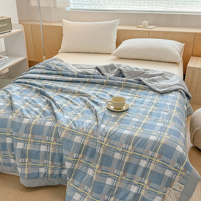 91家纺网 家纺一手货源 找家纺 博弈家纺 2025新款水洗棉棉花夏被 绅士