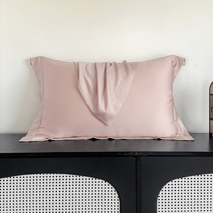 91家纺网 家纺一手货源 找家纺 金喜 2025新款LF级60支莱赛尔天丝枕套宽边枕套 焦糖粉