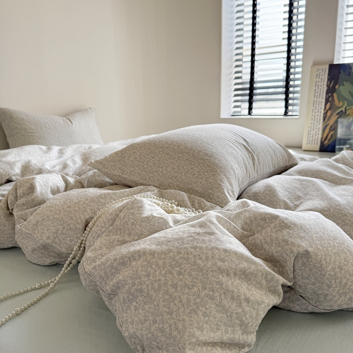 91家纺网 家纺一手货源 找家纺 2025新款全棉有氧双层纱系列套件 清辞