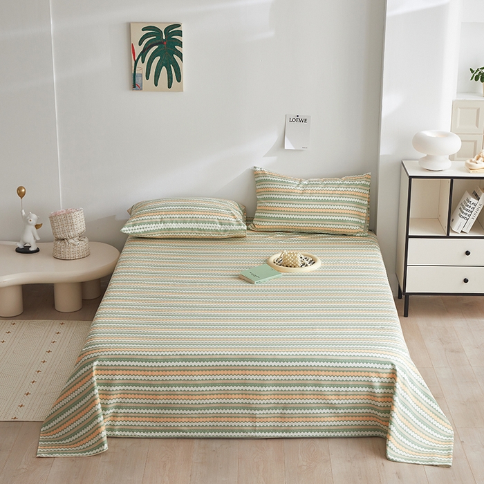 91家纺网 家纺一手货源 找家纺 怡家居 2025新款全棉老粗布床单床笠三件套 微风