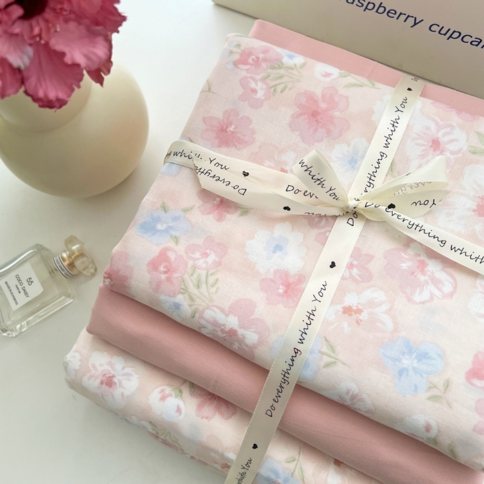 91家纺网 家纺一手货源 找家纺 优品阁 2025新款人字纹全棉双层纱四件套 白茶【升级款-提花人字纹床单】