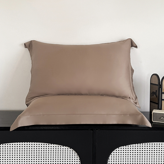 91家纺网 家纺一手货源 找家纺 金喜 2025新款LF级60支莱赛尔天丝枕套宽边枕套 拿铁