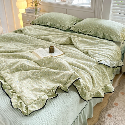 91家纺网 家纺一手货源 找家纺 （总）希朵家纺 2025新款木棉皱皱纱多功能床盖四件套