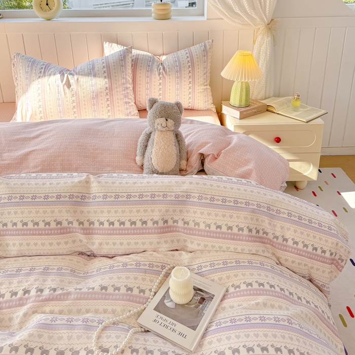 91家纺网 家纺一手货源 找家纺 黑马家居 2025新款全棉喷气13070印花四件套 波西米亚