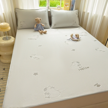 91家纺网 家纺一手货源 找家纺 吉祥2025新款提花凉豆豆凉席席子凉豆豆凉席系列 卡皮巴拉灰