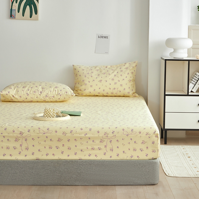 91家纺网 家纺一手货源 找家纺 怡家居 2025新款全棉老粗布床单床笠三件套 流云