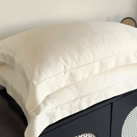 91家纺网 家纺一手货源 找家纺 金喜 2025新款LF级60支莱赛尔天丝枕套宽边枕套 奶昔