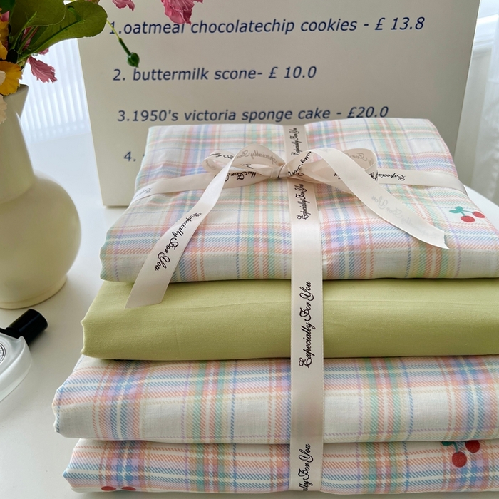 91家纺网 家纺一手货源 找家纺 优品阁 2025新款人字纹全棉双层纱四件套 夏日限定【升级款-提花人字纹床单】