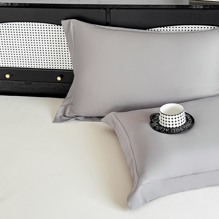 91家纺网 家纺一手货源 找家纺 金喜 2025新款LF级60支莱赛尔天丝枕套宽边枕套 都市灰