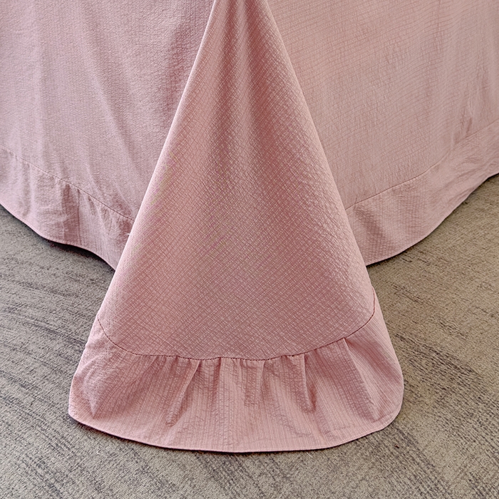 91家纺网 家纺一手货源 找家纺 竹合家纺 2025新款云感皱皱四件套-镂空花边款法式 花边款-彩格樱桃